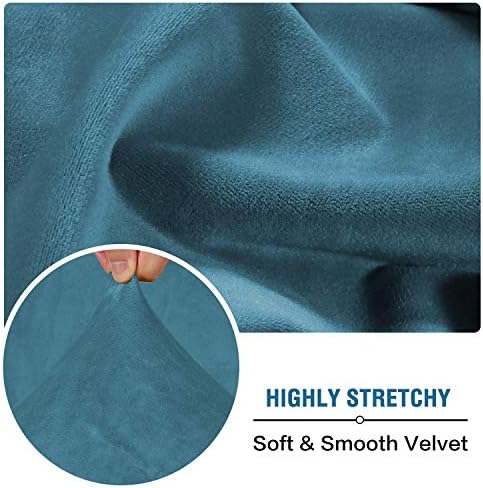 H.VERSAILTEX Velvet Stretch Couch Cushion Cover Plush Cushion Slipcover for Chair Loveseat Sofa Cushion Furniture Protector Seat Cushion Sofa Cover (2 Piece Large Sofa Cushion Covers, Peacock Blue) - Image 5