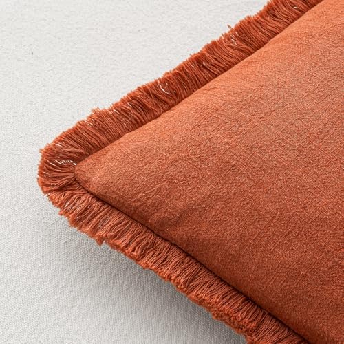 MIULEE Linen Decorative Fall Euro Throw Pillow Covers Burnt Orange 22x22 - Image 6