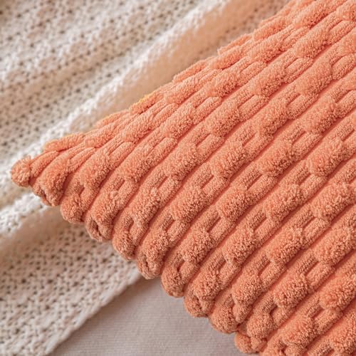 MIULEE Decorative Throw Pillow Covers 20x20 Coral Red Textured Corduroy - Image 2