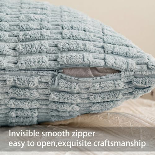 Pack of 2 Corduroy Decorative Throw Pillow Covers 22x22 Inch, Sky Blue - Image 3