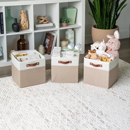OrganiHaus 11x11 Cube Storage Bins, Set of 4 - Fabric Storage Cubes - Image 4