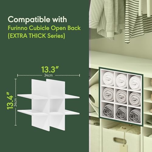 Furinno Cubicle Cube Insert, 9-Compartment Cube Organizer, Fits into Furinno Extra Thick Cubes, for Organizers and Storage, White (Does not fit IKEA Kallax Shelving) - Image 4