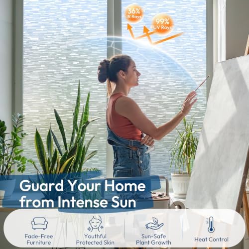 rabbitgoo Window Privacy Film, Static Cling, Frosted Silk, 29.5" x 157.4" - Image 4