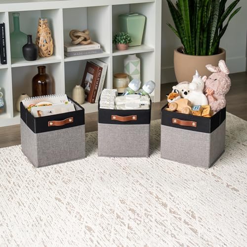 OrganiHaus 11x11 Cube Storage Bins, Set of 4 - Fabric Storage Cubes - Image 4