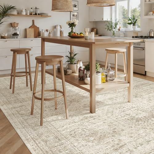 Soalmost Washable Area Rug 8x12 Large Soft Beige Rugs for Living Room - Image 4