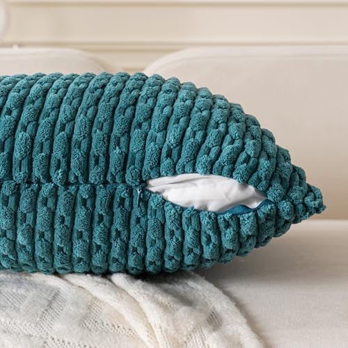 Set of 4 Teal Decorative Throw Pillow Covers 20x20 Inch Corduroy Pillow Covers for Bed Couch Sofa Living Room Soft Square Cushion Cases - Image 5