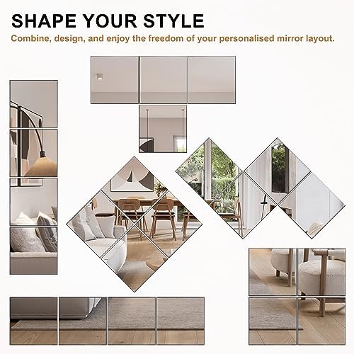 VASUHOME Home Gym Mirrors 12 Inch x 12PCS, HD Glass Wall Mounted Mirror Tiles for Home Gym, Bedroom, Living Room, Door, Closet - Image 6