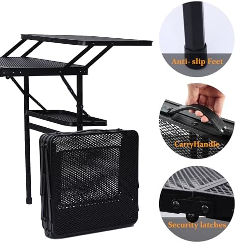 Nice C Camping Metal Table, Compact Outdoor Folding Tailgate Grill Table - Image 4