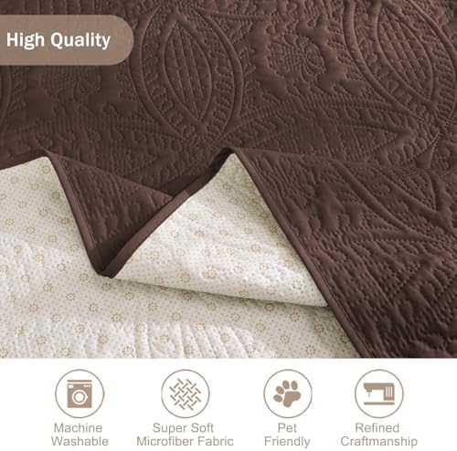 Quilted Recliner Chair Covers,Water-Repellent Recliner Slipcovers, Recliner Covers Stay in Place, Pet Friendly Recliner Cover for Dogs, Washable Chair Protector (Recliner 22", Chocolate) - Image 5