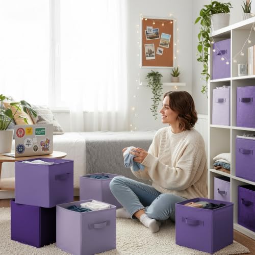 GRANNY SAYS 11x11 Cube Storage, 8-Pack Fabric Storage Bins, Purple Gradient - Image 7
