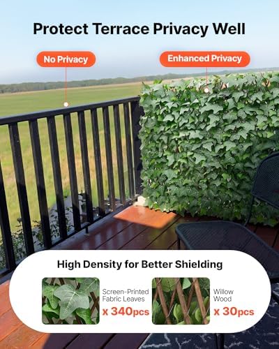 VEVOR Expandable Fence Privacy Screen, 25 x 126 in Expand Artificial Plant Wall, Realistic Artificial Ivy Panel with 50 Zip Ties, Decorative Faux Greenery Backdrop Hedges for Balcony Patio Outdoor - Image 2