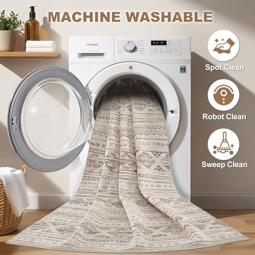 Nakagishi Boho 5x8 Area Rug Living Room Rugs Machine Washable Dark Brown - Image 3