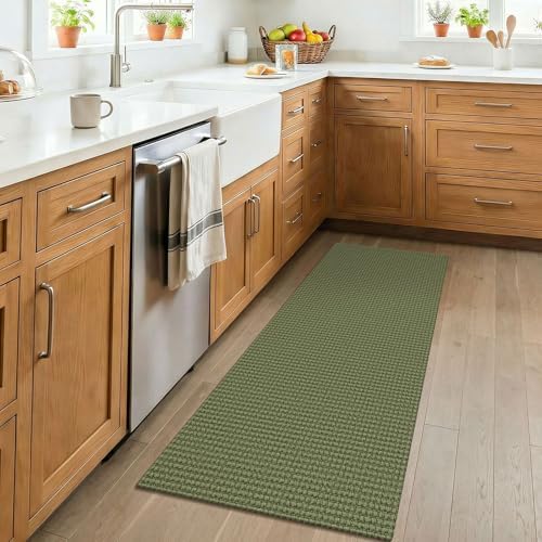KOZYFLY 2x4 Entry Runner Rug, Small Washable Runners for Entryway, Non Slip Door Mat Indoor Entrance, Front Porch Carpet for Foyer, Kitchen, Bedroom, Bathroom, Olive Green/Earthy Green - Image 3