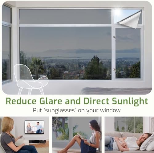 LUTE One Way Window Tint for Home, Window Privacy Film, Black Silver - Image 5
