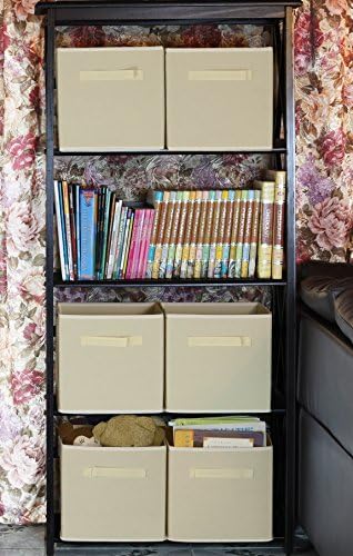 Simple Houseware 11-Inch Foldable Cube Storage Bins, Beige, 6-Pack - Image 5