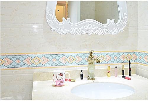 Creation Core 4.2x196.8 Waterproof Wallpaper Border 3D Pattern Wall Decor Removable Self Adhesive Kitchen Bathroom Tiles Sticker, Diamond Blue - Image 3