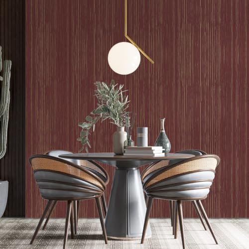 Grasscloth Peel and Stick Wallpaper Dark Red Textured Contact Paper | 23.6''x480'' Faux Grasscloth Self-adhesive Removable Wallpaper Cabinets Counter Top Liners - Image 4