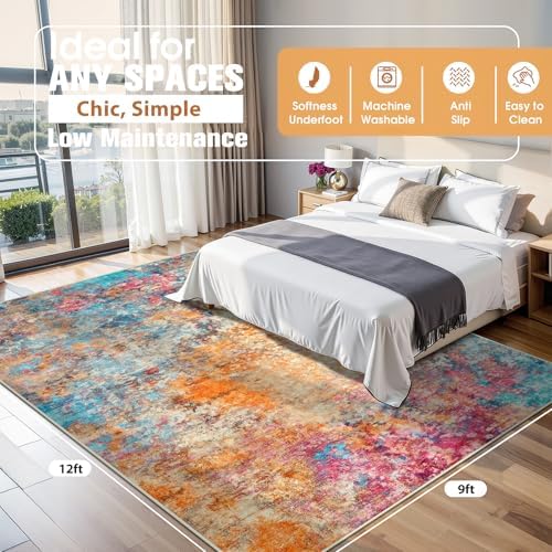 9x12 Area Rugs for Living Room Washable Bedroom Dining Room Colorful - Image 2