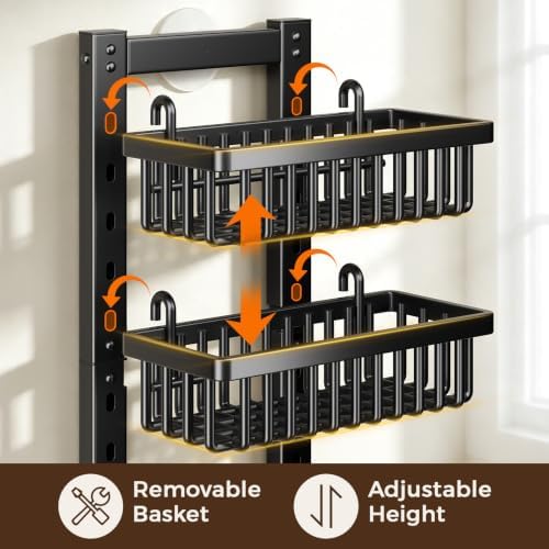 POKIPO 9 Tier Narrow Over The Door Pantry Organizer, 2 in 1 Wall Mount or Hanging Spice Rack with Adjustable Deep Basket, Heavy-Duty Seasoning Organizer and Storage for Kitchen Closet Bathroom - Image 3