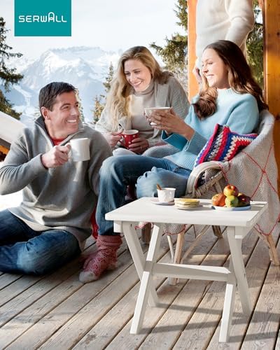 SERWALL Portable Folding Adirondack Table, HDPE Weather-Resistant, White - Image 2