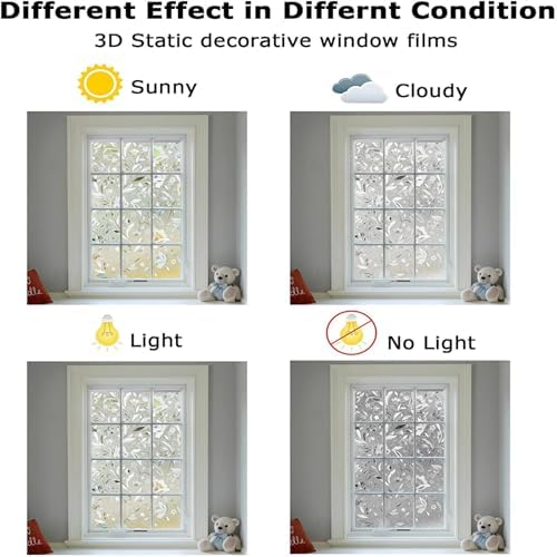 LEMON CLOUD Window Privacy Film, Tulip Stained Glass Sticker 29.5″ x 118.1″ - Image 5
