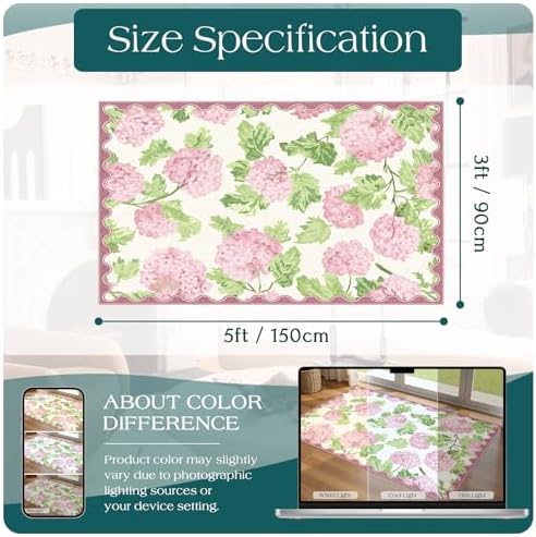 3x5 Pink Entryway Rug, Washable Indoor Outdoor Mats for Front Door - Image 2