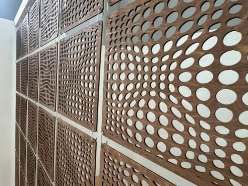 Wooden Hanging Room Divider Panels, Walnut, Set of 12 - Image 5
