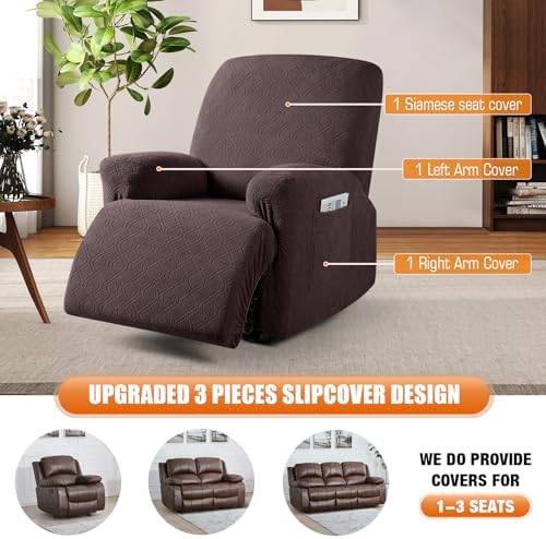 VANSOFY Stretch Recliner Chair Cover, Slipcover, Dark Coffee, 1 Seater - Image 4