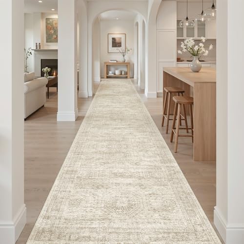 Soalmost Washable 3x18 Hallway Runner Rug Non-Slip Kitchen Entry Rugs Beige - Image 4