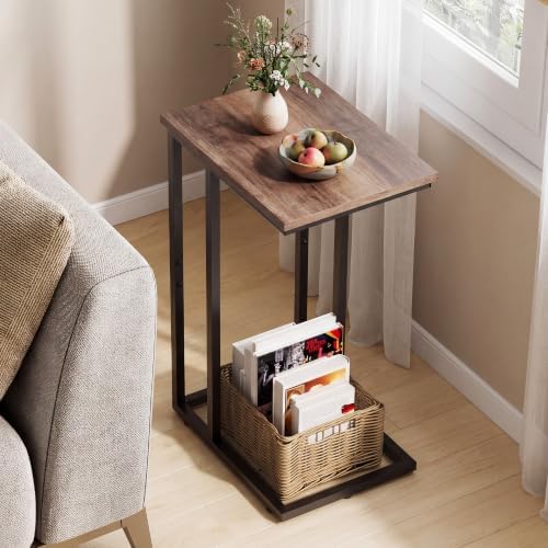 WLIVE C Shaped End Table, Small Side Tables for Sofa and Bed, Couch Table that Slides Under for Living Room, Bedroom, Home Office, Small Spaces - Image 2