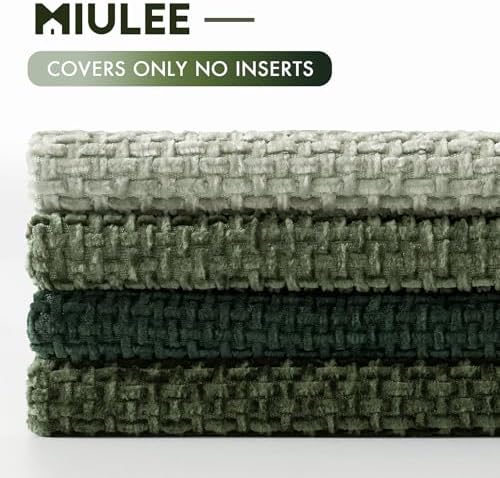 MIULEE Soft Decorative Chenille Pillow Covers Forest Green 20x20 Pack of 4 - Image 6