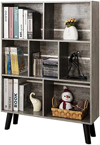 LEYAOYAO Cube Bookshelf, Mid-Century Modern Book Shelf with Legs,Dirty Grey by LEYAOYAO-Findtheshiningpointofyourideallife%EF%BC%81