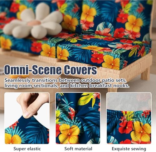 8Pcs Outdoor Cushion Covers, Stretch Patio Furniture Couch Chair Slipcovers - Image 4
