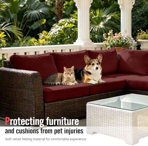 8Pcs Outdoor Cushion Covers, Stretch Patio Furniture Couch Chair Slipcovers - Image 6