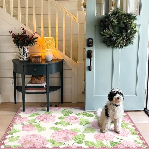 3x5 Pink Entryway Rug, Washable Indoor Outdoor Mats for Front Door - Image 6