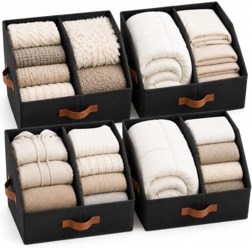 HOMELUX THEORY Closet Organizers Storage, Large Collapsible Bin 4pc, Black by HomeluxTheory