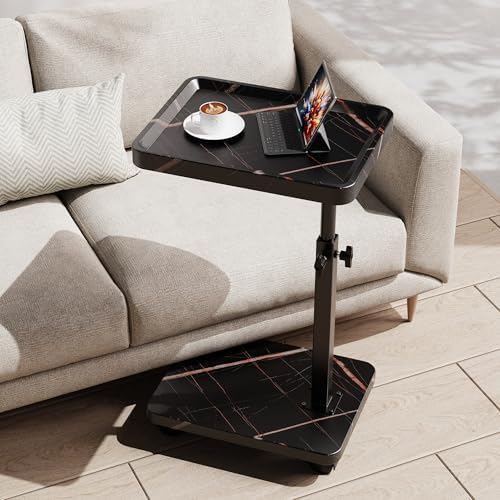 C Table with Wheels, Adjustable Height, 360° Swivel Bed Tray Table by sjie