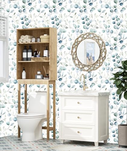 Danodoi Blue Green Vintage Leaf Peel and Stick Wallpaper 17.5" x 118" | Waterproof Vinyl Self Adhesive Removable Renter Friendly Floral Contact Paper - Image 7