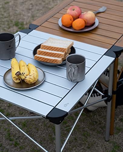 iClimb Lightweight Stable Alu. Folding Square Table Roll Up Top (Silver, M) - Image 4
