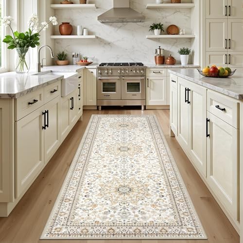 Hallway Runner Rug: 2.6x8 Kitchen Boho Rugs for Living Room Beige by EXPEDIX