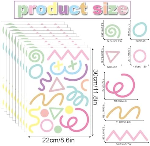 200 PCS Peel & Stick Removable Pastel Abstract Geometric Wall Decals | 10 Sheets Vinyl Wall Stickers in Mixed Size Shapes (1.8–5.7 in) for Nursery, Kids Room, Bedroom, Playroom & Home Decor - Image 2