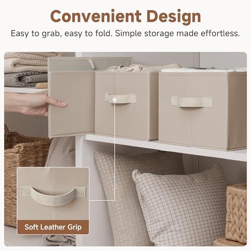 StorageWorks Closet Storage Bins, Light Brown, Large, 3-Pack - Image 3