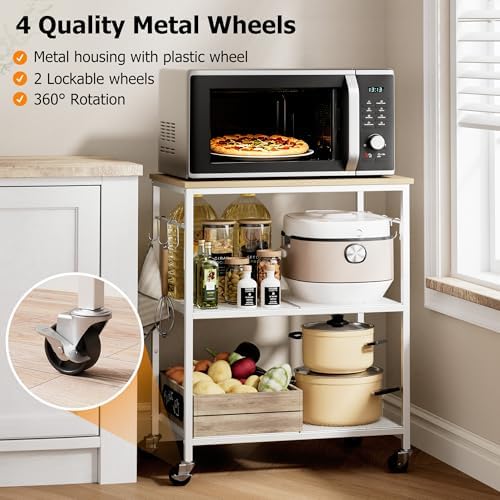 Homleke 3-Tier Rolling Kitchen Microwave Cart, Utility Cart - Image 6