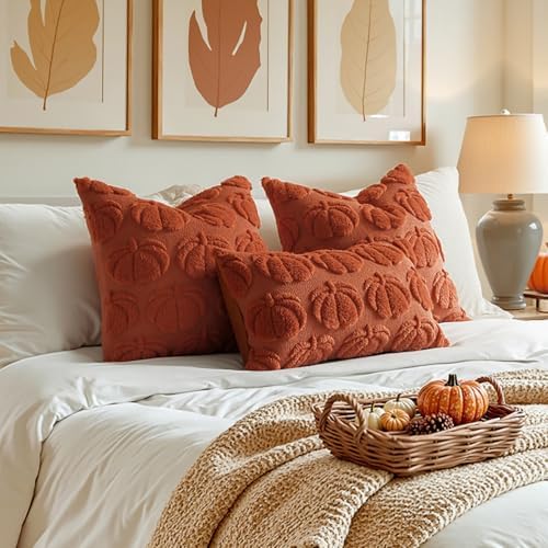 MIULEE Fall Pillow Covers Pumpkin Fall Decor 16x16 Rust - Image 4