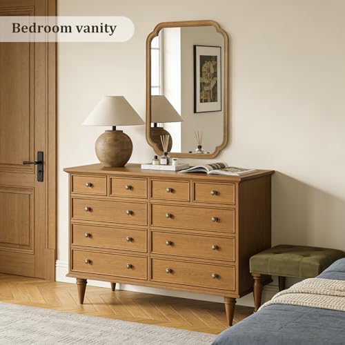 WallBeyond 24" x 36" Rounded Corner Arch Wall Mirror with Wood Frame for Entryway, Living Room or Bedroom Home Decor - Light Woodgrain 24" x 36" Natural Color - Image 3