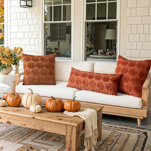 MIULEE Fall Pillow Covers Pumpkin Fall Decor 16x16 Rust - Image 5