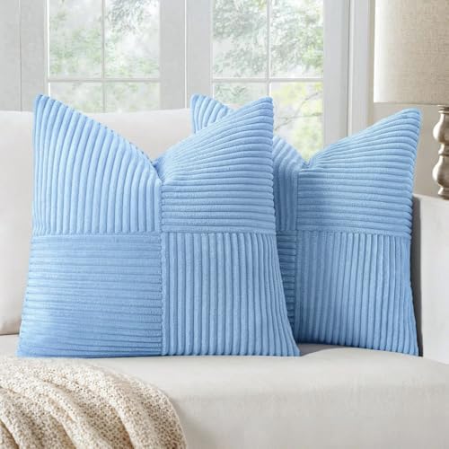 MIULEE Light Blue Decorative Throw Pillow Covers for Couch 18x18 Inch by MIULEE