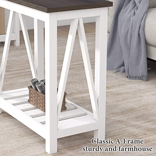 ChooChoo Farmhouse End Table, Narrow Side Table with Shelf - Image 6