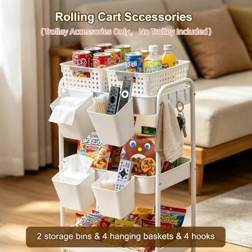 10pcs Rolling Cart Accessories, Storage Bins and Hanging Baskets - Image 5