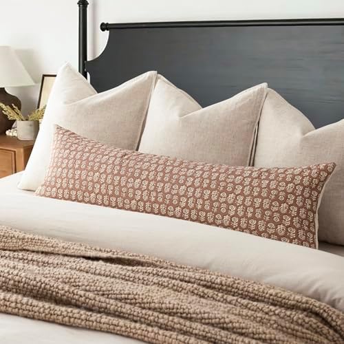 Foindtower Floral Print Throw Pillow Covers 14×36 Inch,Light Orange Brown - Image 4